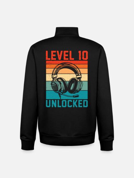 Level 10 Unlocked, 10th Anniversary - Unisex Organic Zip Sweatshirt by Stanley/Stella - black
