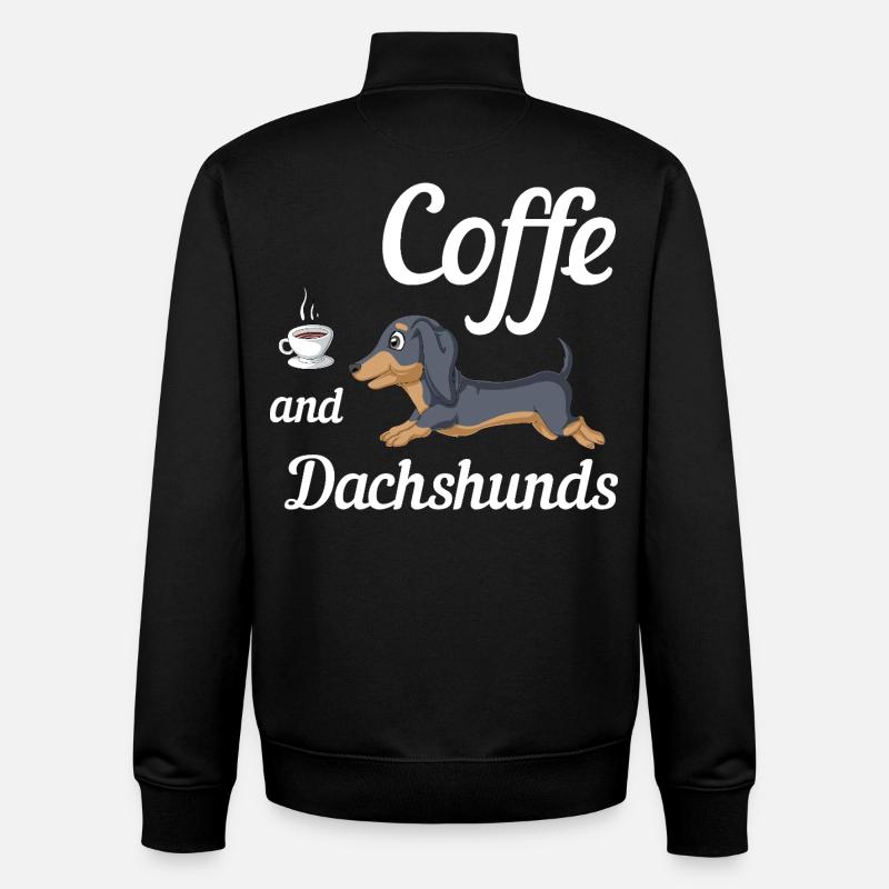 Coffee And Dachshunds Tee - Unisex Organic Zip Sweatshirt by Stanley/Stella - black