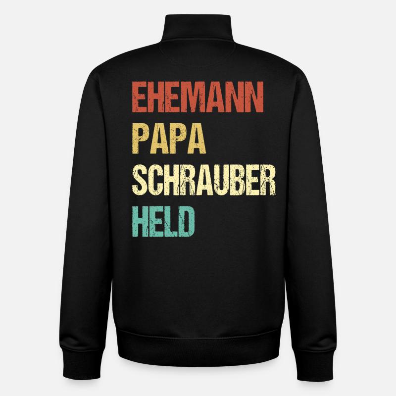 Ehemann Papa Schrauber Held - Unisex Organic Zip Sweatshirt von Stanley/Stella - Schwarz