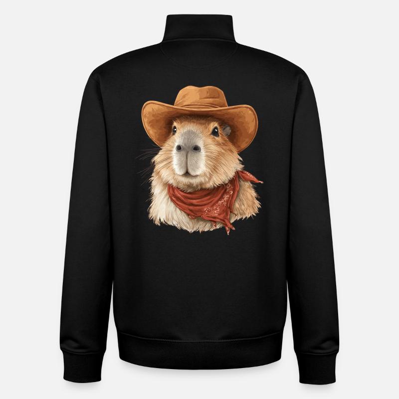 Cool Capybara Cowboy Hut - Unisex Organic Zip Sweatshirt von Stanley/Stella - Schwarz