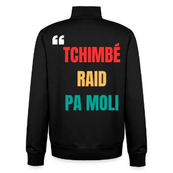 Kreolisches T-Shirt "Tchimbé raid pas moli" – Mut - Unisex Organic Zip Sweatshirt von Stanley/Stella - Schwarz - Hinten - AI Model Male 185 light (185cm)