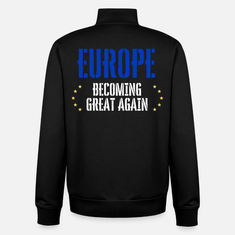 L’EUROPE redevient grande - Sweat zippé unisexe en coton bio Stanley/Stella - noir