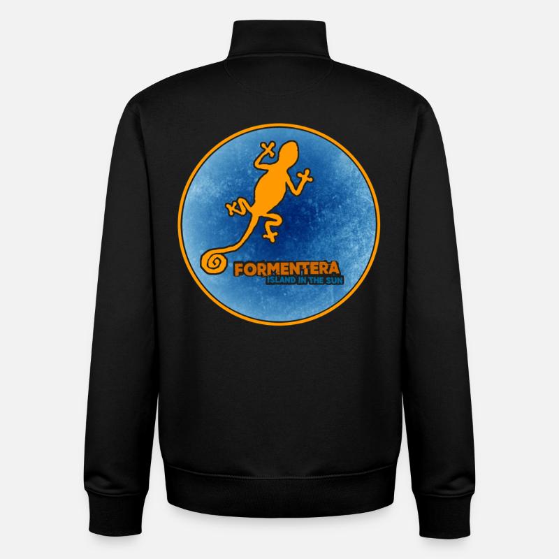 Formentera avec Gecko - Sweat zippé unisexe en coton bio Stanley/Stella - noir