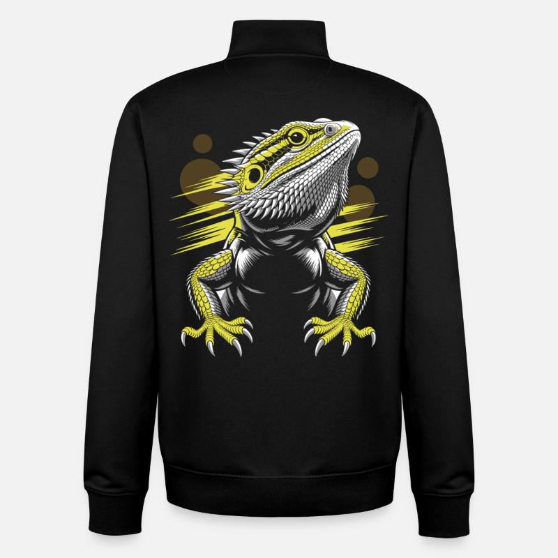 Tête de dragon dragon barbu lézard - Sweat zippé unisexe en coton bio Stanley/Stella - noir