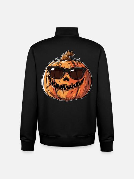 Cool Halloween pumpkin - Unisex Organic Zip Sweatshirt by Stanley/Stella - black