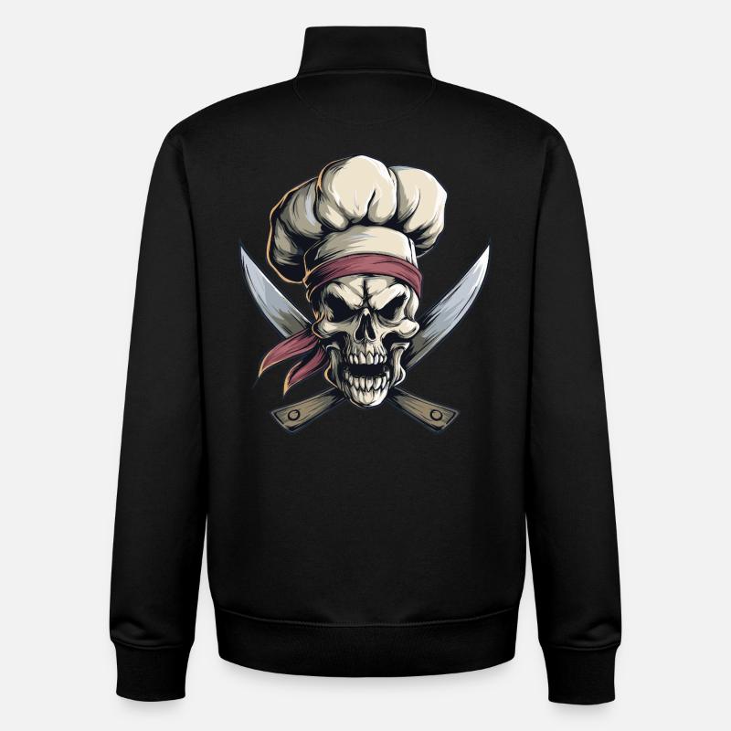 Skull with chef's hat - Unisex Organic Zip Sweatshirt by Stanley/Stella - black