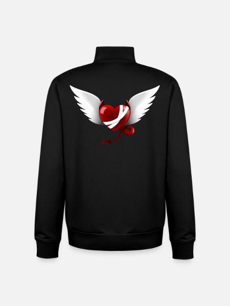 Heart Devil Angel Design Gift - Unisex Organic Zip Sweatshirt by Stanley/Stella - black