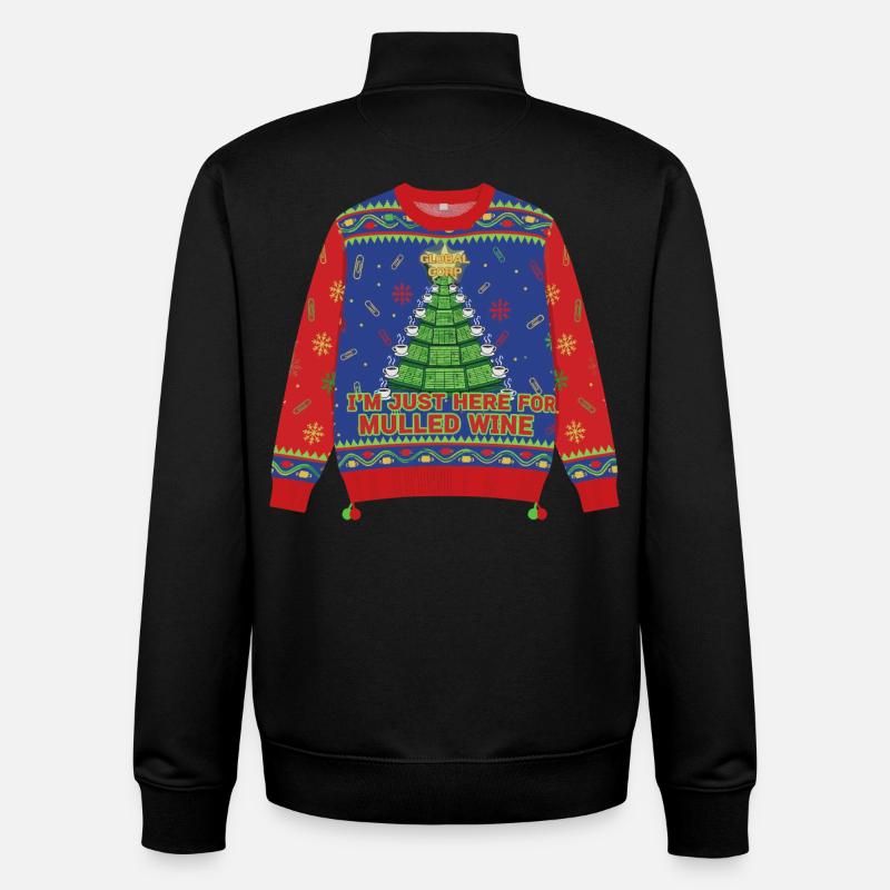 Here for mulled wine - Unisex Organic Zip Sweatshirt by Stanley/Stella - black