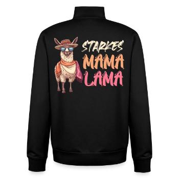 Mom-to-be STRONG MOM LLAMA Funny - Unisex Organic Zip Sweatshirt by Stanley/Stella - black - Back - AI Model Male 185 light (185cm)