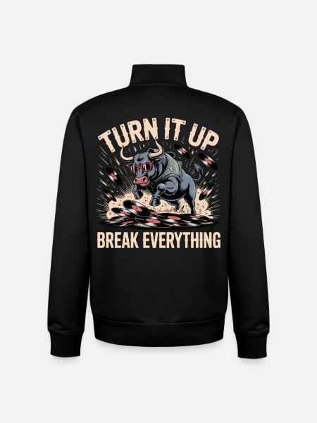 Turn It Up Vinyl Bull - Unisex Organic Zip Sweatshirt by Stanley/Stella - black