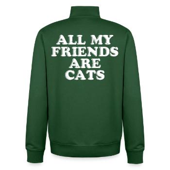 all my friends are cats - Unisex Organic Zip Sweatshirt by Stanley/Stella - bottle green - Back - AI Model Male 185 dark (185cm)