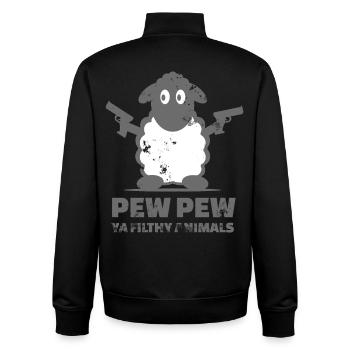 Sheep with guns - Unisex Organic Zip Sweatshirt by Stanley/Stella - black - Back - AI Model Male 185 light (185cm)