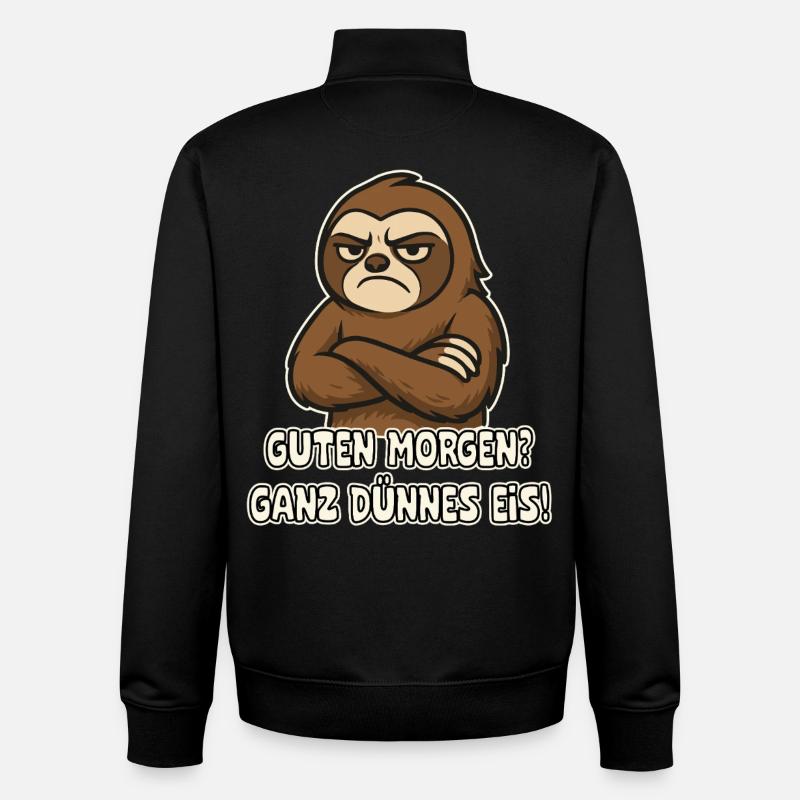 Grumpy sloth with saying - Unisex Organic Zip Sweatshirt by Stanley/Stella - black