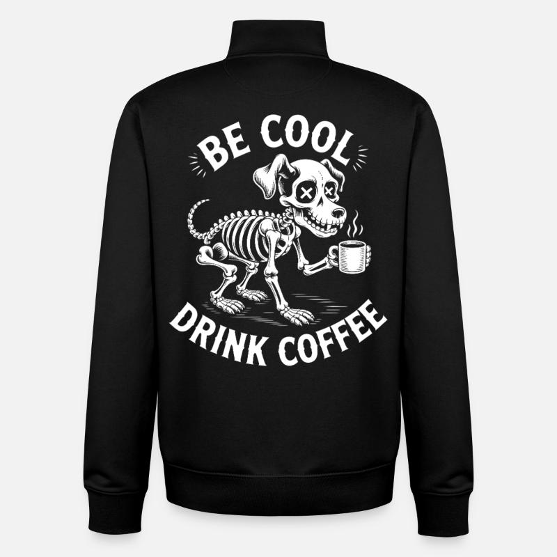 Sei cool, Kaffeeskelett-Welpe - Unisex Organic Zip Sweatshirt von Stanley/Stella - Schwarz