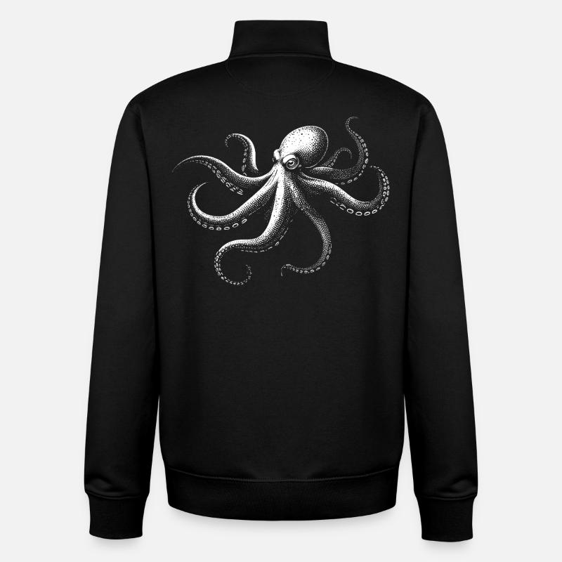 Oktopus in Monochrom - Unisex Organic Zip Sweatshirt von Stanley/Stella - Schwarz