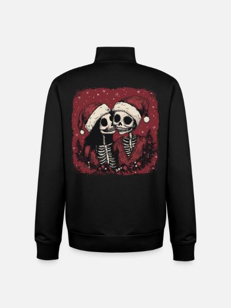 Zombie couple celebrating Christmas - Unisex Organic Zip Sweatshirt by Stanley/Stella - black