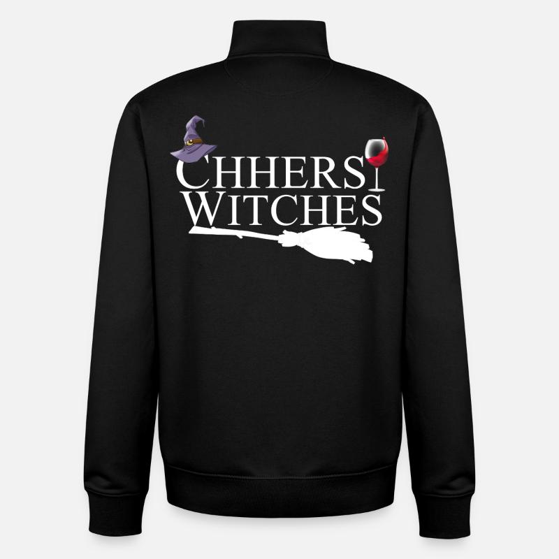 Cheers Sorcières, Vin, Halloween - Sweat zippé unisexe en coton bio Stanley/Stella - noir