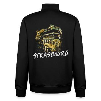 Typical facades of Strasbourg – Illustration - Unisex Organic Zip Sweatshirt by Stanley/Stella - black - Back - AI Model Male 185 light (185cm)