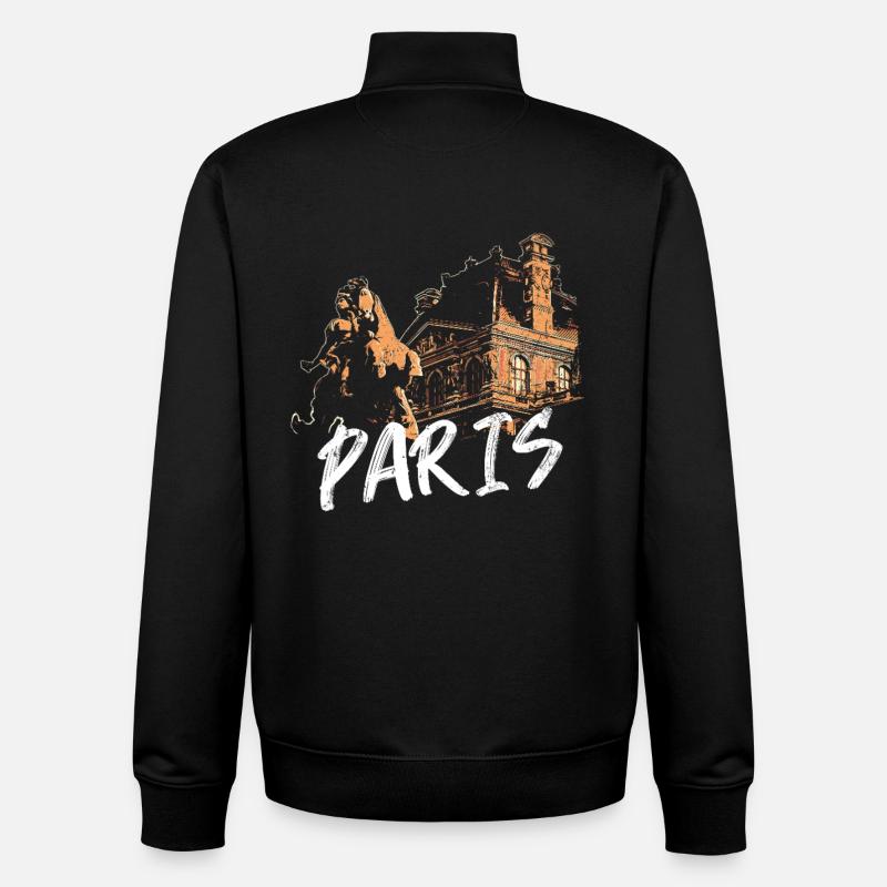 Paris architecture and statue - Unisex Organic Zip Sweatshirt by Stanley/Stella - black
