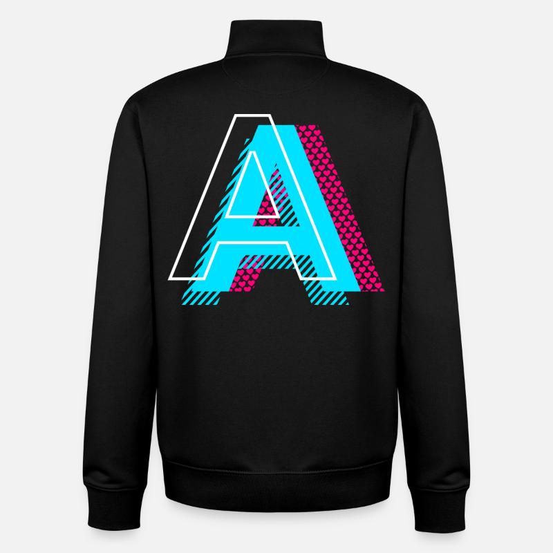 Lettre initiale A - Sweat zippé unisexe en coton bio Stanley/Stella - noir