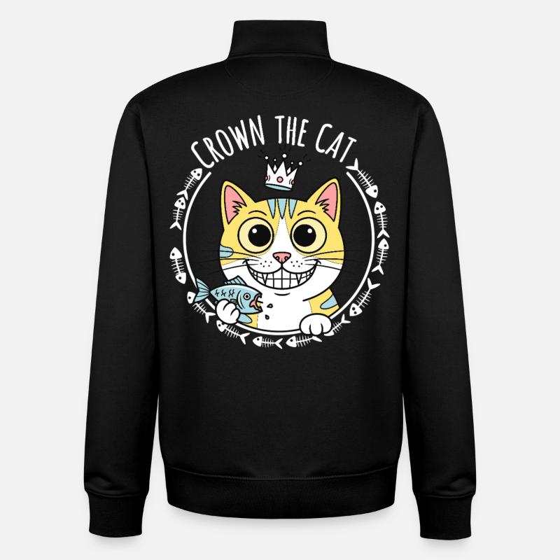 Crown le Chat : Gaton Royal - Sweat zippé unisexe en coton bio Stanley/Stella - noir