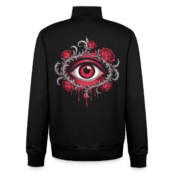 Auge mit Dornenrosen - Rosen Gothic Emblem - Unisex Organic Zip Sweatshirt von Stanley/Stella - Schwarz - Hinten - AI Model Male 185 light (185cm)