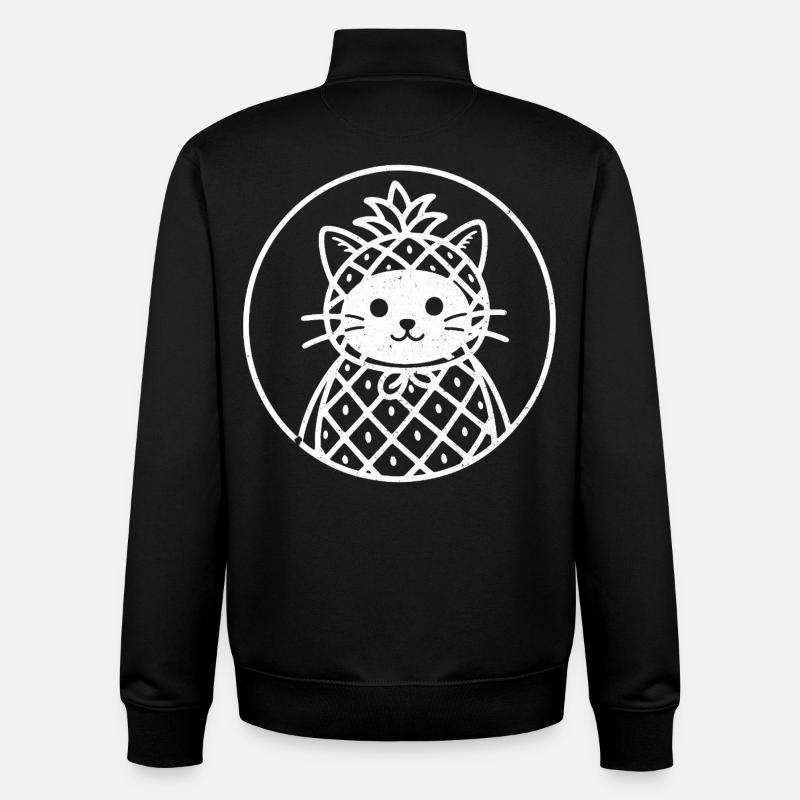 Cat Pineapple Style Illustration - Unisex Organic Zip Sweatshirt by Stanley/Stella - black