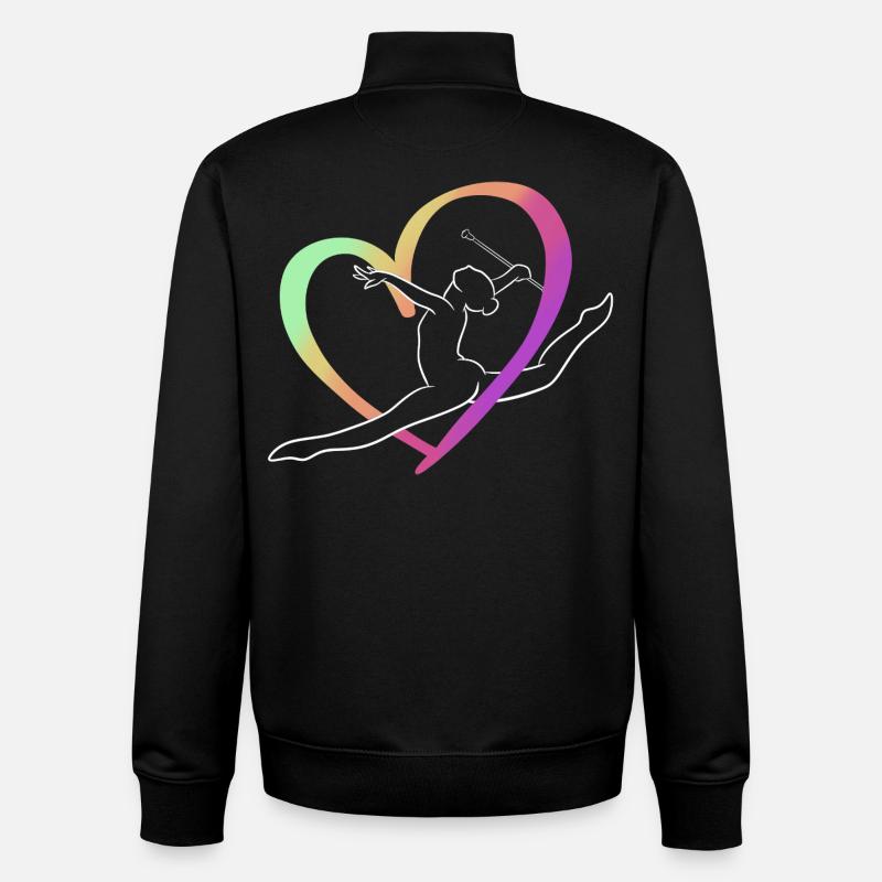 Grand jeté cœur multicolore - Sweat zippé unisexe en coton bio Stanley/Stella - noir
