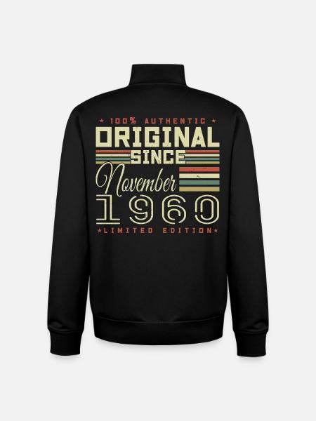 November 1960 Birthday Gift - Unisex Organic Zip Sweatshirt by Stanley/Stella - black