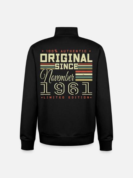 November 1961 Birthday Gift - Unisex Organic Zip Sweatshirt by Stanley/Stella - black