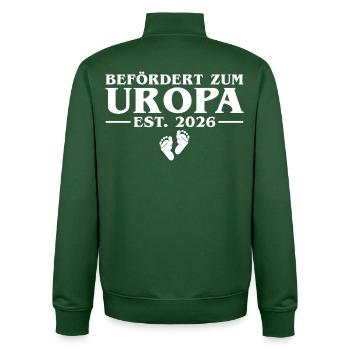 Promu arrière-grand-père 2026 Annoncer la grossesse - Sweat zippé unisexe en coton bio Stanley/Stella - vert bouteille - Dos - AI Model Male 185 dark (185cm)