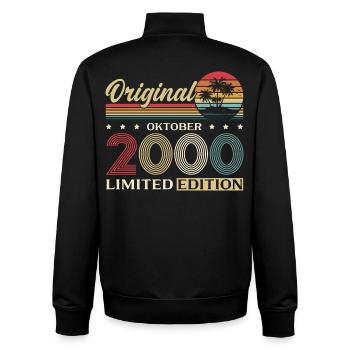 25th Birthday Original October Year 2000 - Unisex Organic Zip Sweatshirt by Stanley/Stella - black - Back - AI Model Male 185 light (185cm)