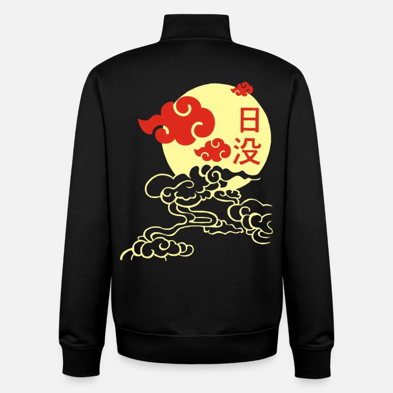 Coucher de soleil japonais - Sweat zippé unisexe en coton bio Stanley/Stella - noir