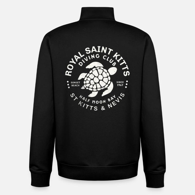 Saint Kitts Turtle Club Crest - Unisex Organic Zip Sweatshirt by Stanley/Stella - black