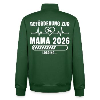 Promotion à Mama 2026 invite - Sweat zippé unisexe en coton bio Stanley/Stella - vert bouteille - Dos - AI Model Male 185 dark (185cm)