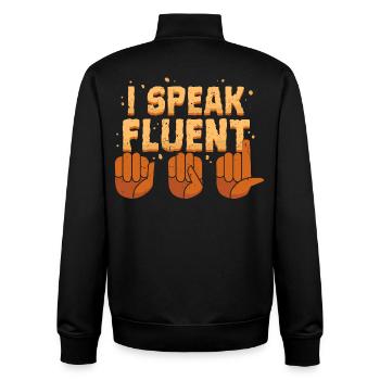 Deaf Deaf Hearing Impairment - Unisex Organic Zip Sweatshirt by Stanley/Stella - black - Back - AI Model Male 185 light (185cm)