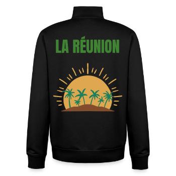 La Réunion T-Shirt Sonne und Palmen - Unisex Organic Zip Sweatshirt von Stanley/Stella - Schwarz - Hinten - AI Model Male 185 light (185cm)