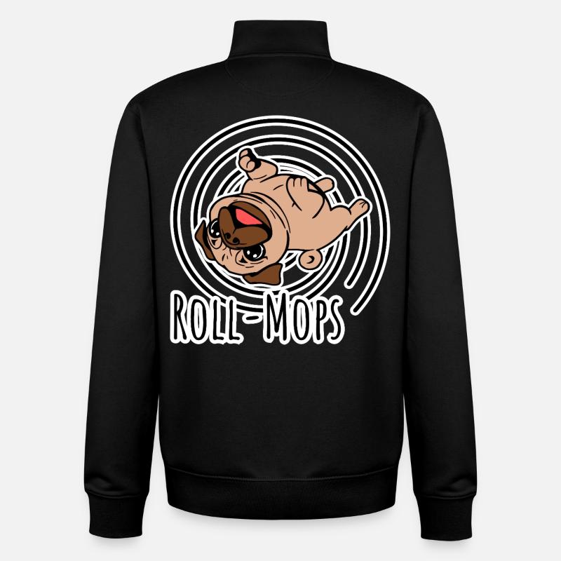 Rolling Pug - Un carlin roulant - Sweat zippé unisexe en coton bio Stanley/Stella - noir