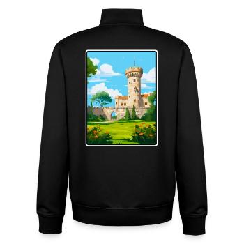 Chaves Portugal Castle Tower Under Blue Sky Poster - Unisex Organic Zip Sweatshirt by Stanley/Stella - black - Back - AI Model Male 185 light (185cm)