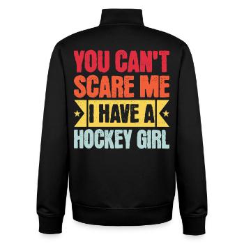Funny Hockey Parent Family Hockey Dad - Unisex Organic Zip Sweatshirt by Stanley/Stella - black - Back - AI Model Male 185 light (185cm)