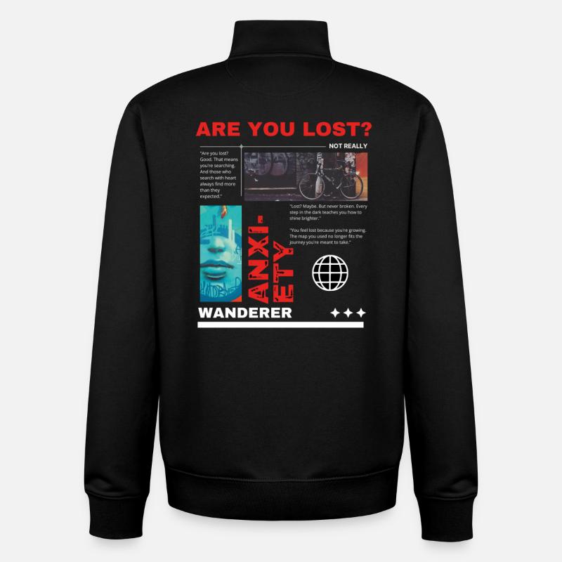 Perdu - Sweat zippé unisexe en coton bio Stanley/Stella - noir