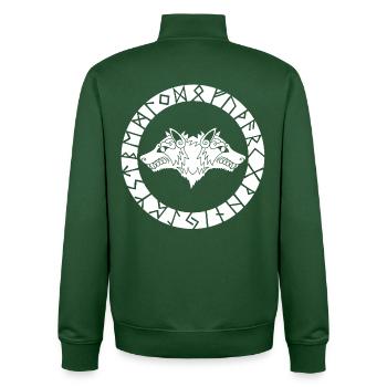 Wikingerwolf mit zwei Köpfen - Unisex Organic Zip Sweatshirt von Stanley/Stella - Flaschengrün - Hinten - AI Model Male 185 dark (185cm)