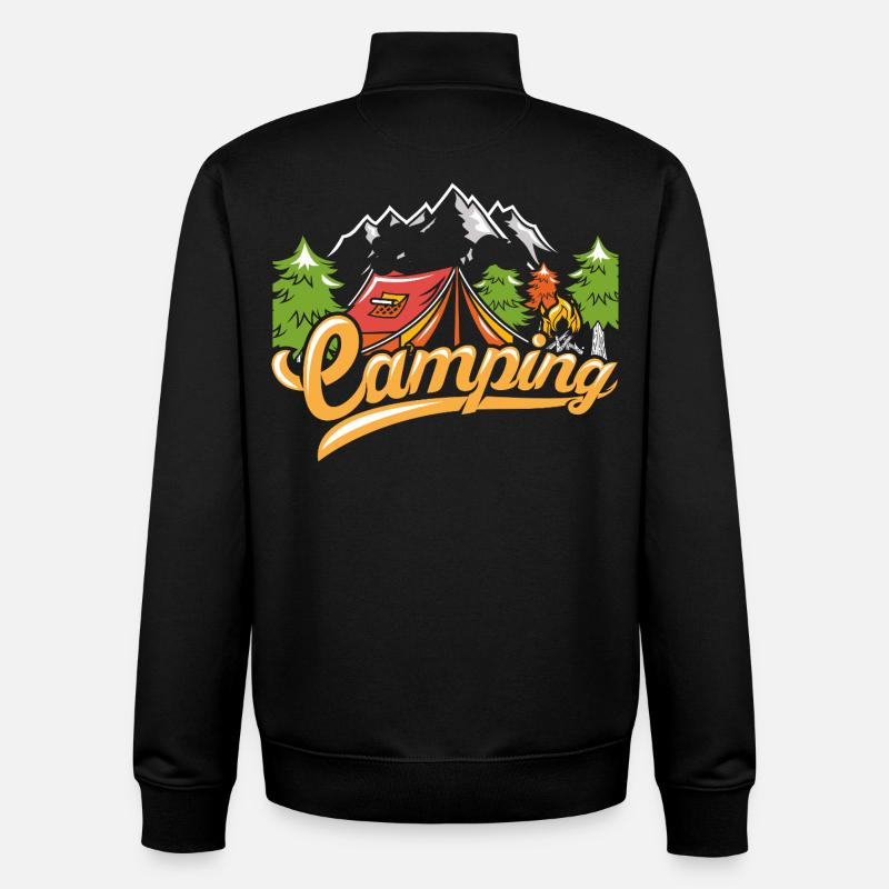 Camping - Sweat zippé unisexe en coton bio Stanley/Stella - noir