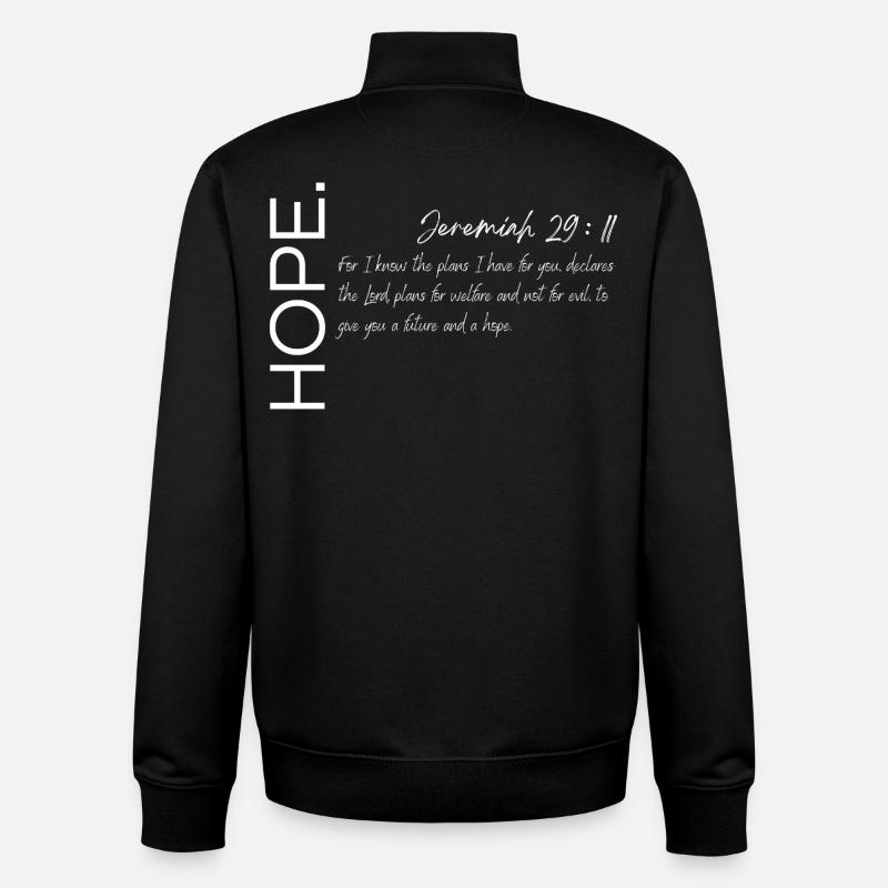 L’espoir - Jérémie 29:11 Conception chrétienne - Sweat zippé unisexe en coton bio Stanley/Stella - noir