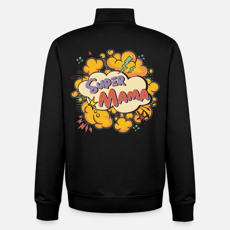 Super Mama Comic Explosion - Unisex Organic Zip Sweatshirt von Stanley/Stella - Schwarz