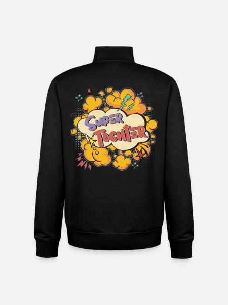 Super Tochter Comic Spruch - Unisex Organic Zip Sweatshirt von Stanley/Stella - Schwarz