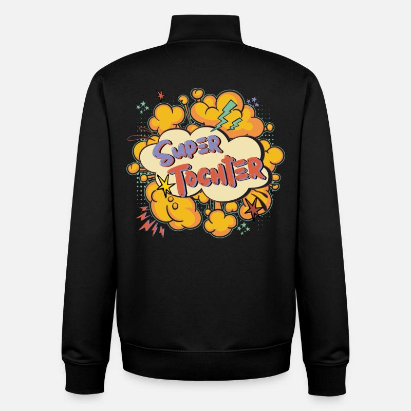 Super Tochter Comic Spruch - Unisex Organic Zip Sweatshirt von Stanley/Stella - Schwarz