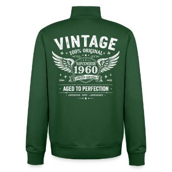 65 Years Anniversary | Birthday November 1960 - Unisex Organic Zip Sweatshirt by Stanley/Stella - bottle green - Back - AI Model Male 185 dark (185cm)