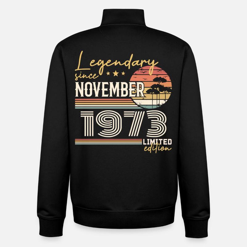 Millésime Novembre 1973 RétroNovembre 1973  - Sweat zippé unisexe en coton bio Stanley/Stella - noir