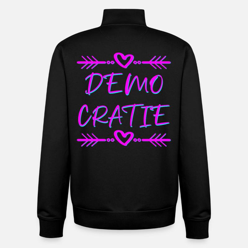 démocratie - Sweat zippé unisexe en coton bio Stanley/Stella - noir
